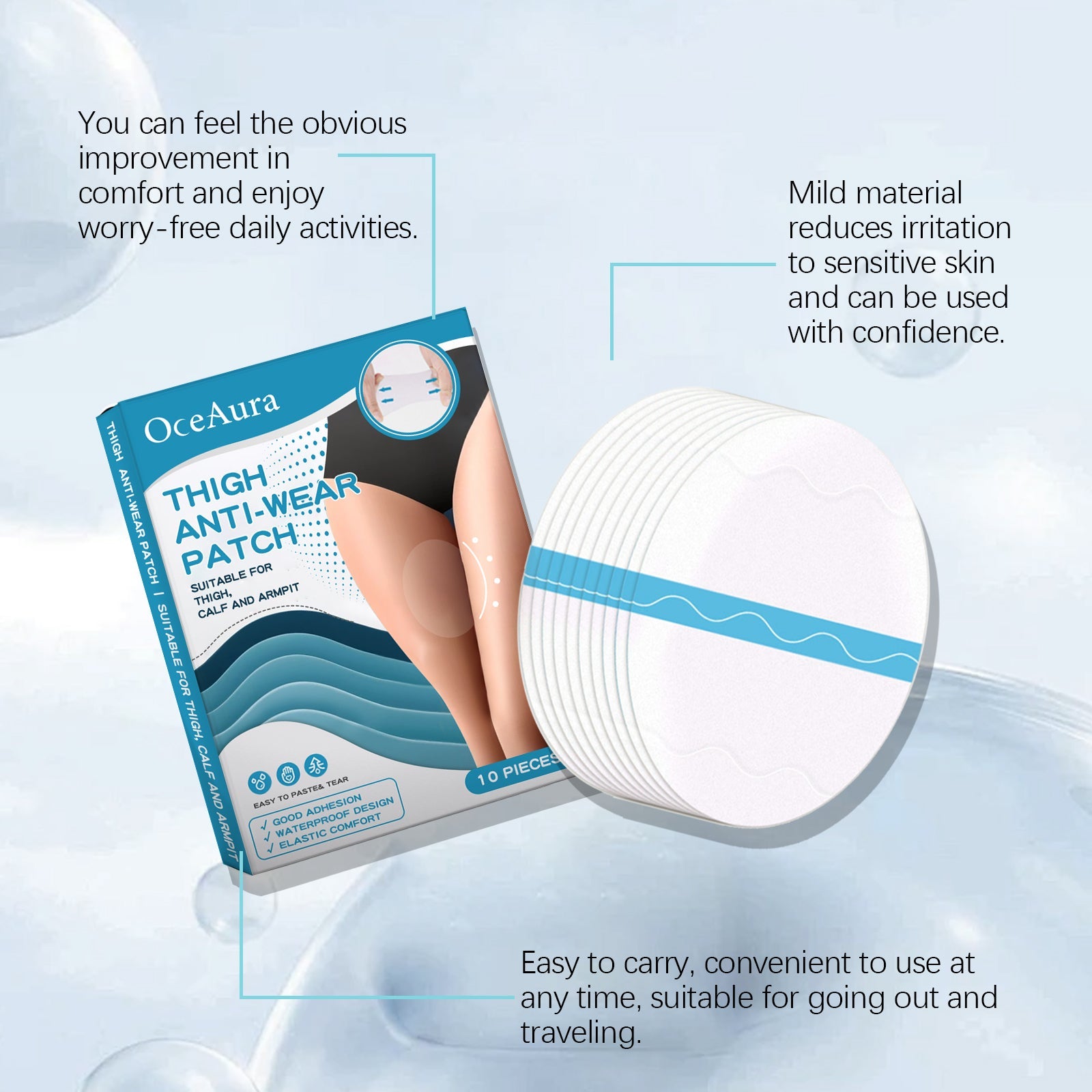 Oceaura Thigh Anti-Wear Adhesive, Thigh And Calf Non-Trace Leg Protector Breathable Invisible Multi-Functional Anti-Wear Foot Adhesive - Korvel