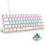 Mechanical keyboard 61 key short style small keyboard for office typing, black and white dual splicing ice blue backlit blue axis gaming keyboard - Korvel