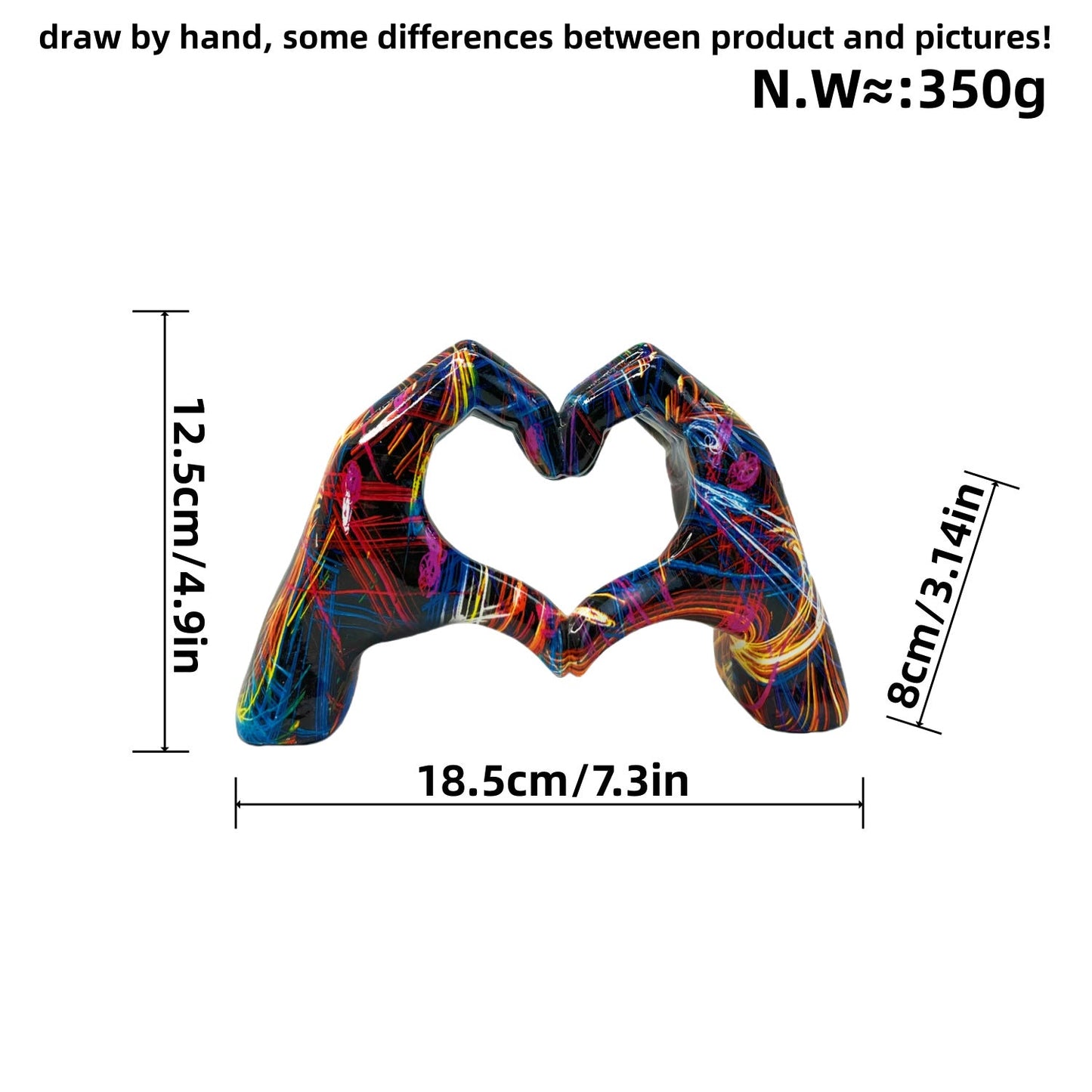 Internet celebrity graffiti, love gesture ornaments, home living rooms, offices, desktop exhibition halls, resin handicrafts, decorative products - Korvel