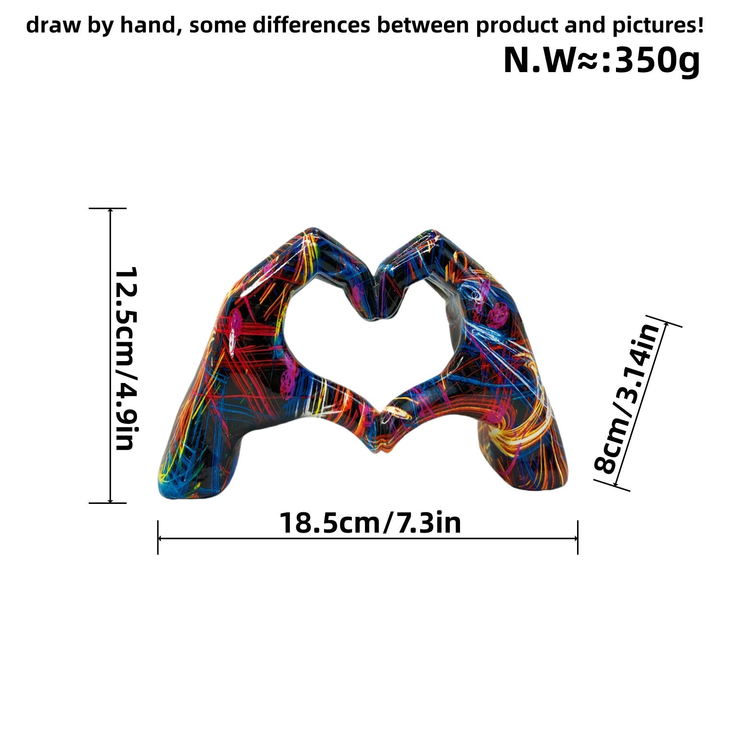 Internet celebrity graffiti, love gesture ornaments, home living rooms, offices, desktop exhibition halls, resin handicrafts, decorative products - Korvel