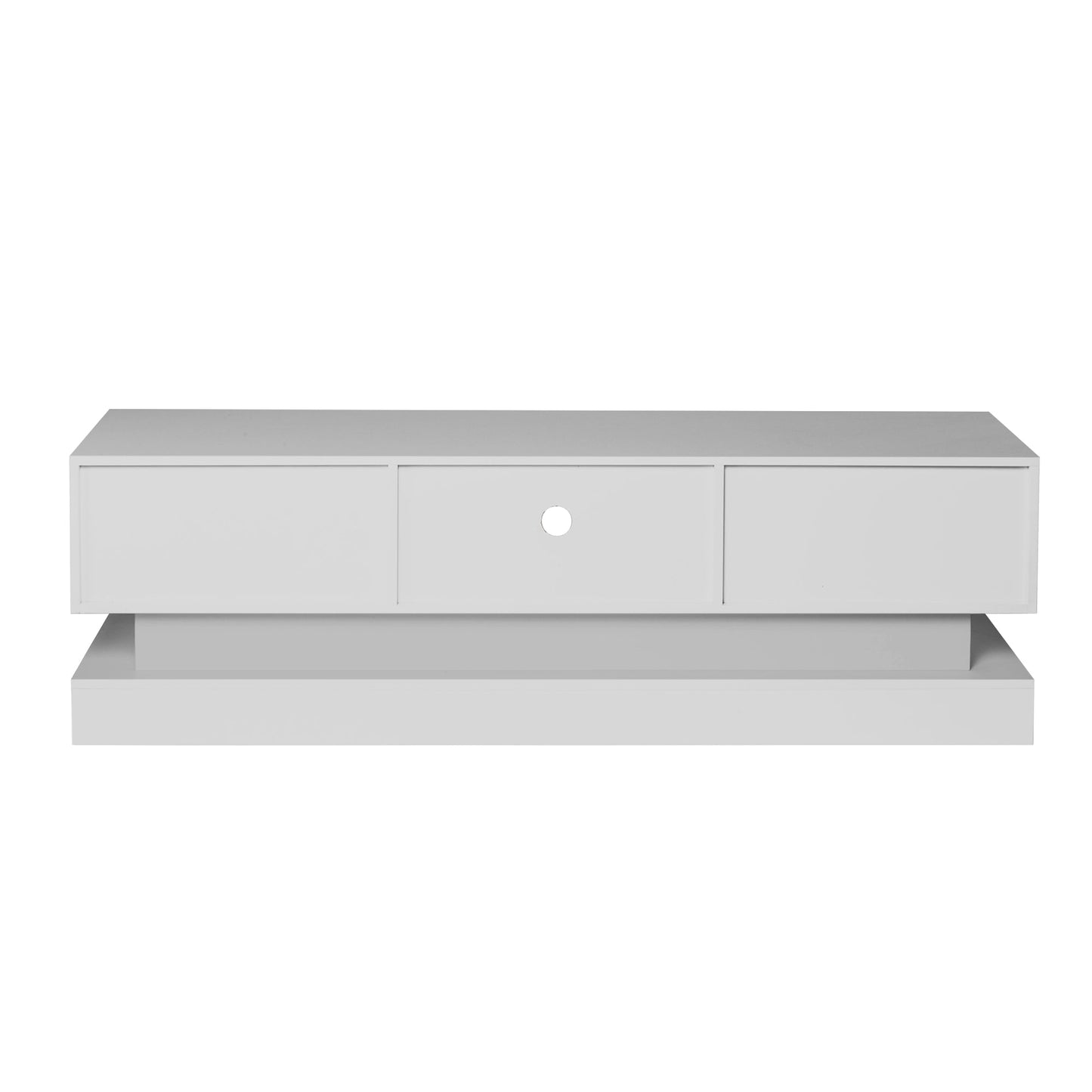 51.18inch WHITE morden TV Stand with LED Lights high glossy front TV Cabinet color:WHITE - Korvel