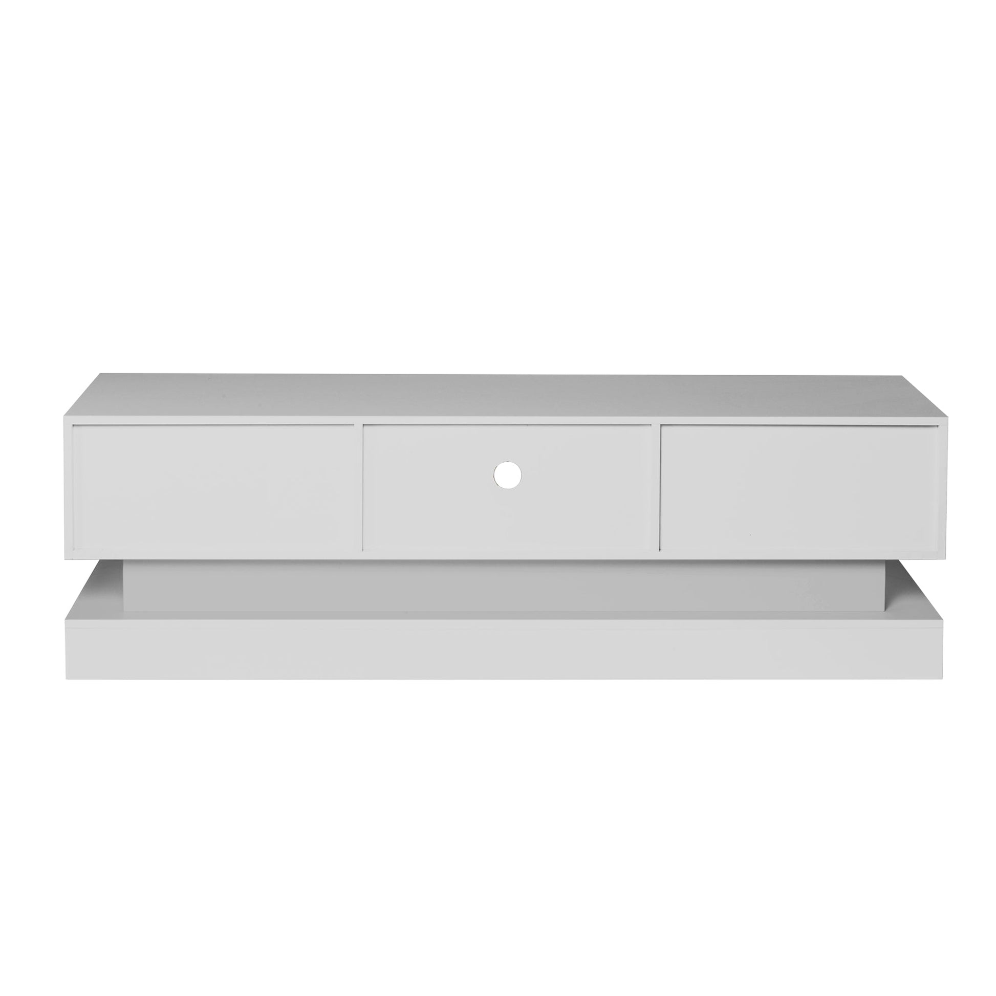 51.18inch WHITE morden TV Stand with LED Lights high glossy front TV Cabinet color:WHITE - Korvel