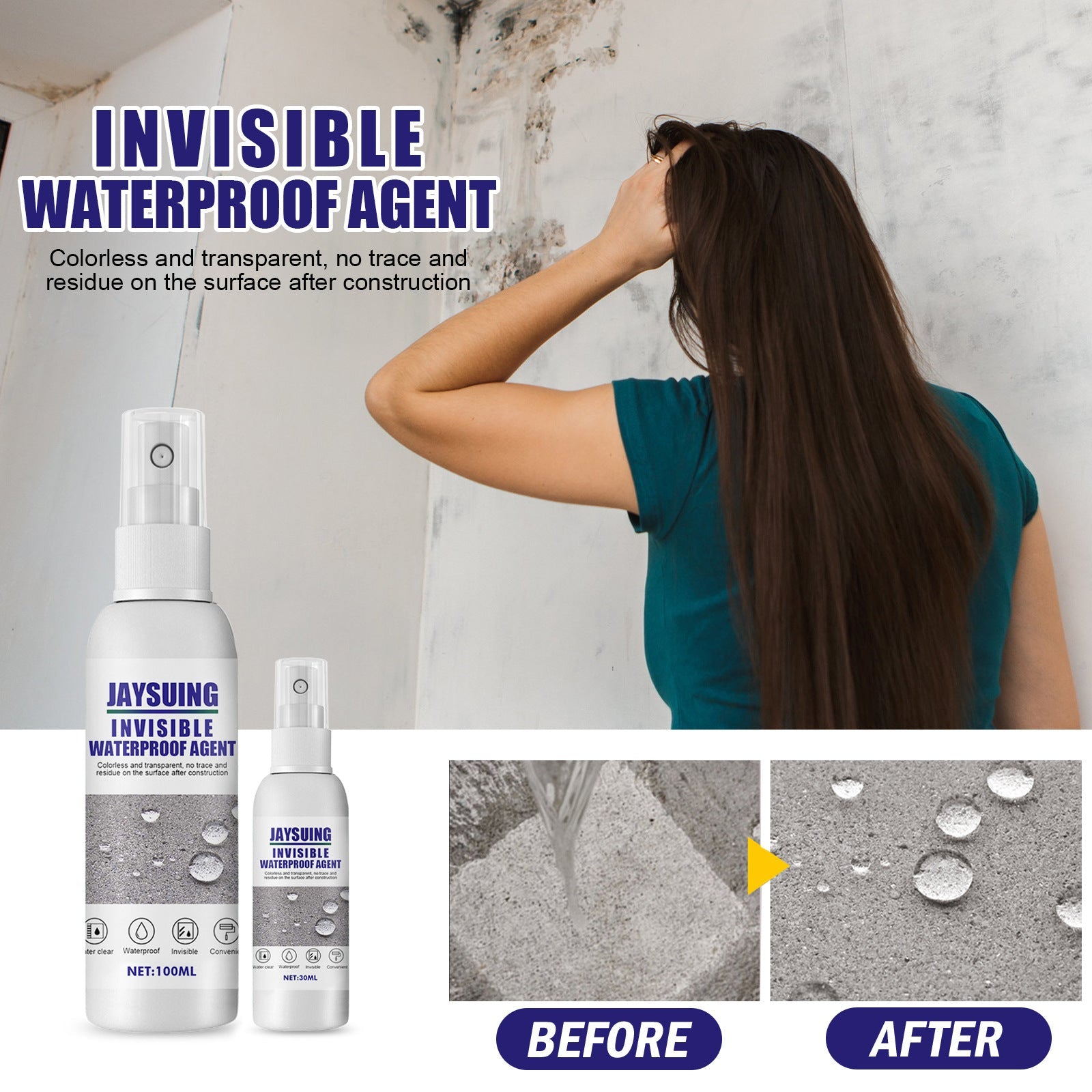 Invisible Water Repellent Toilet Permeable Nano Transparent Spray Adhesive Tile Waterproof Adhesive Leak Repair - Korvel