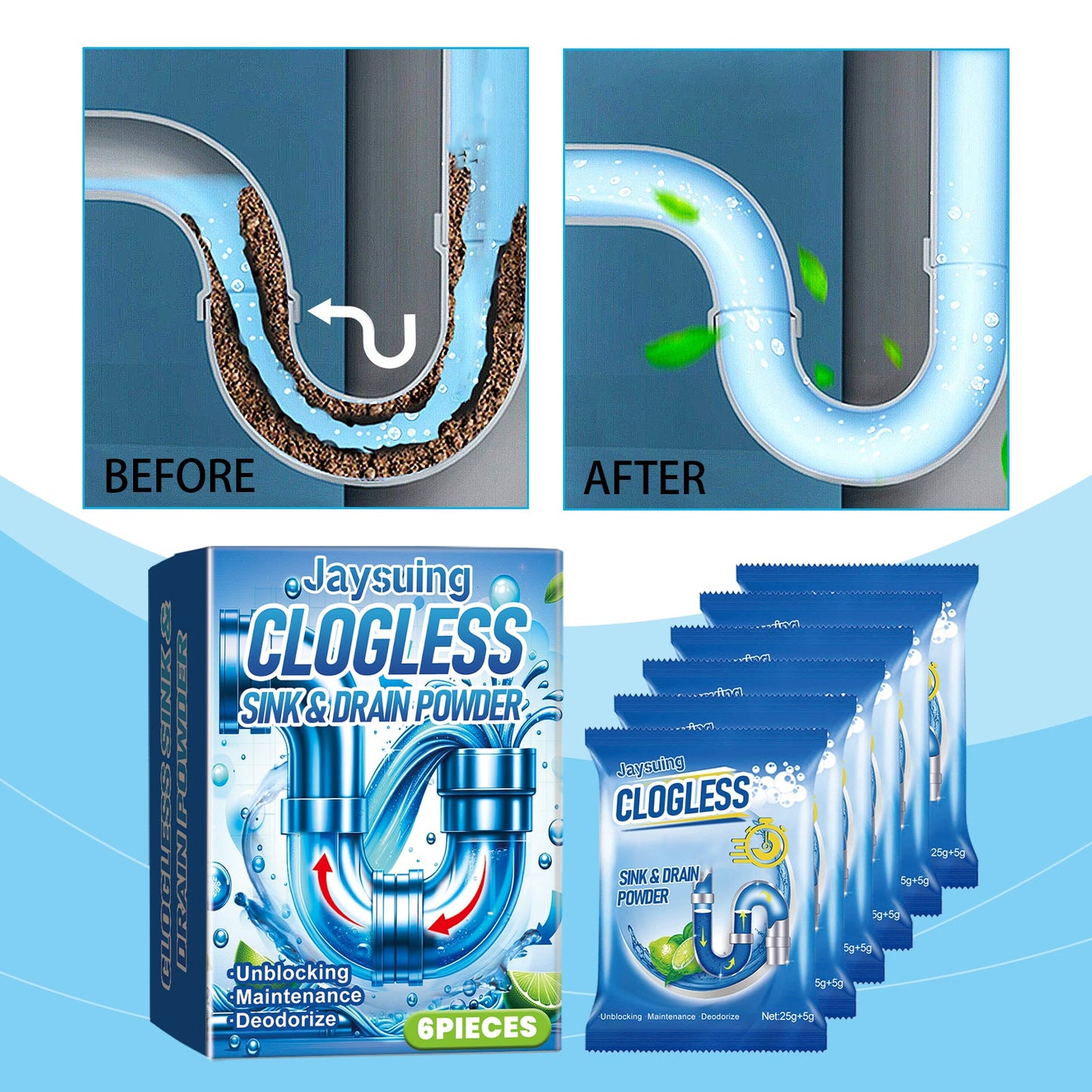 Pipeline Dredging Cleaning Powder To Dissolve And Dredging Sewage And Drain Grease Blocking Deodorant Powder - Korvel