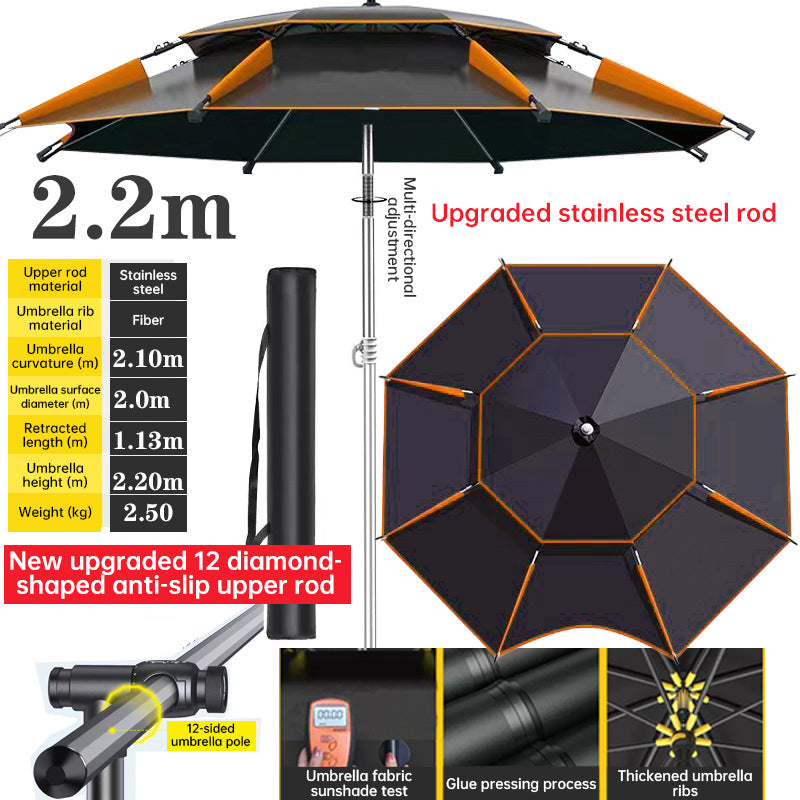 360° adjustable fishing sun umbrella: anti-UV, rainproof, portable large outdoor shade. - Korvel