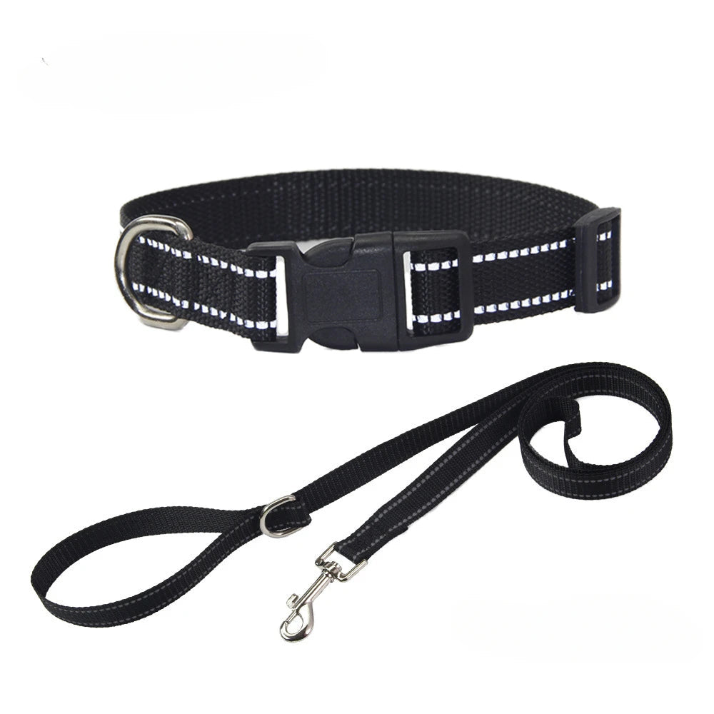 Nylon Dog Collar and Leash Set Pet Collars Leash for Small Medium Large Dogs Dog Accessories for Small Dogs - Korvel