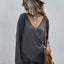 Waffle-Knit Surplice Long Sleeve Top