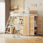 Lit mezzanine taille twin avec bureau en L et armoire - Blanc