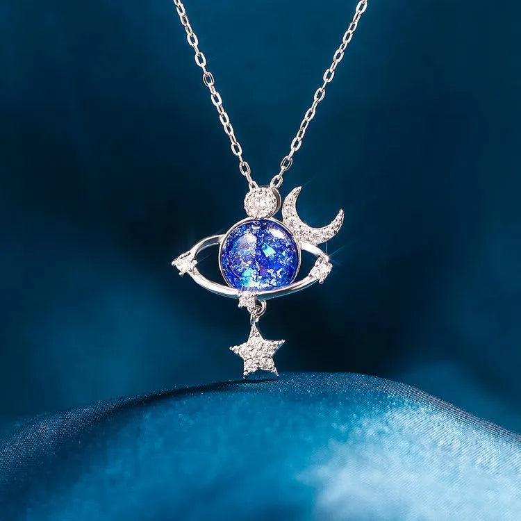 Starry Sky Global Moon Star Set Zircon Necklace Women's Fashion Clavicle Chain - Korvel