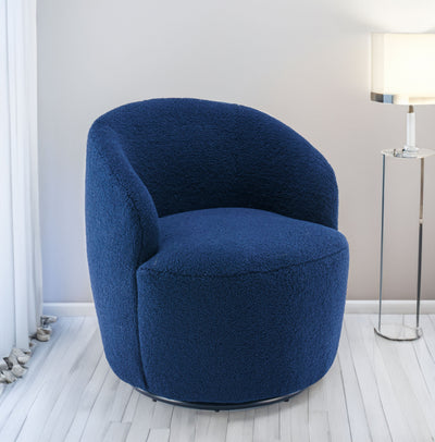 Teddy Fabric Swivel Accent Armchair - Dark Blue