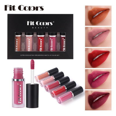 Fit Colors 5 Color Matte Non-Stick Cup Lip Gloss Set