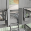 Twin over Twin House Bunk Bed with Roof , Window, Window Box, Door , with Safety Guardrails and Ladder, Grey - Korvel