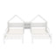 Double Twin Size Platform Bed with House Headboard and Nightstand, White