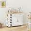 Multi-Functional Kitchen Island Cart with 2 Door Cabinet and Two Drawers,Spice Rack, Towel Holder, Wine Rack, and Foldable Rubberwood Table Top (White) - Korvel