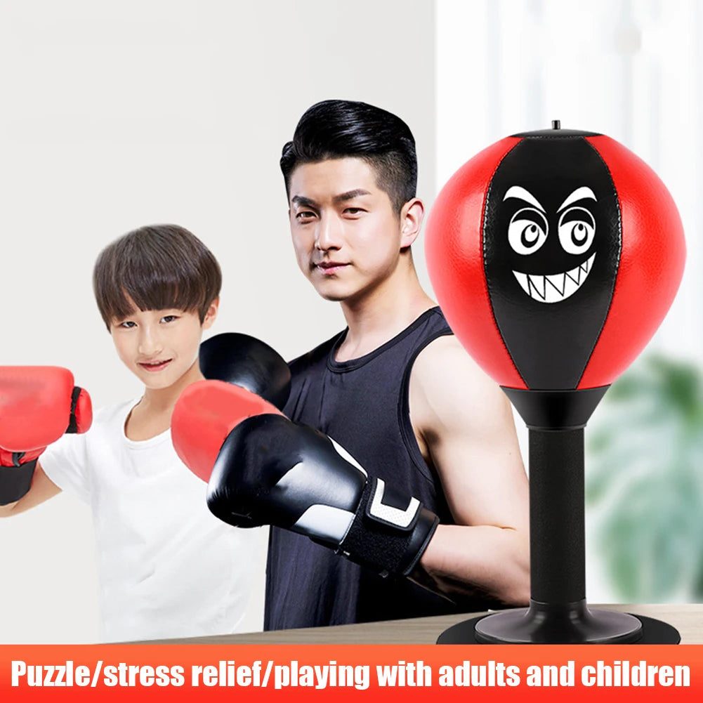 Stress Relief Punching Suction Cup Base Fighting Speed Ball Spring Foam Set Easy Installation Inflatable for Fitness Equipment - Korvel