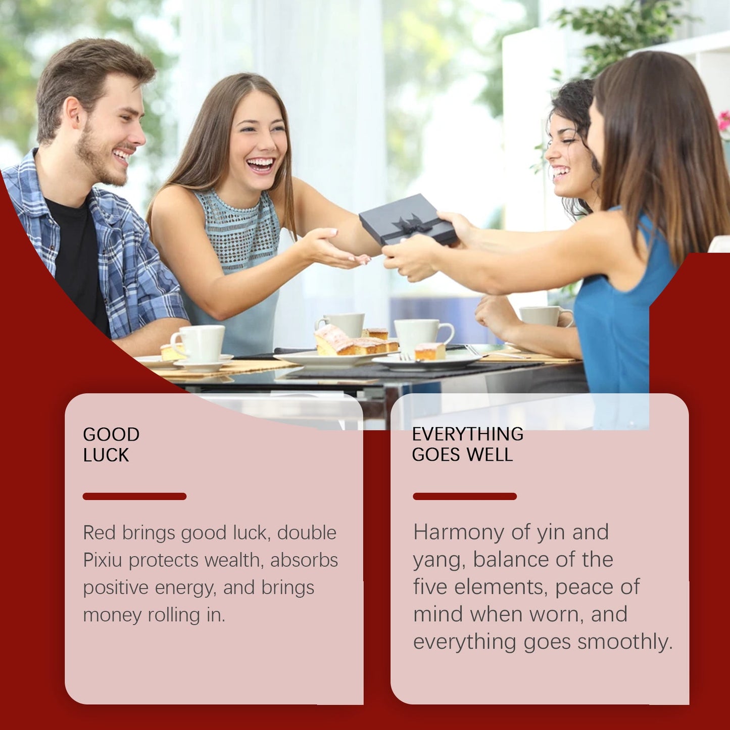 Bracelet en fil de main Pixiu double rouge pour couples