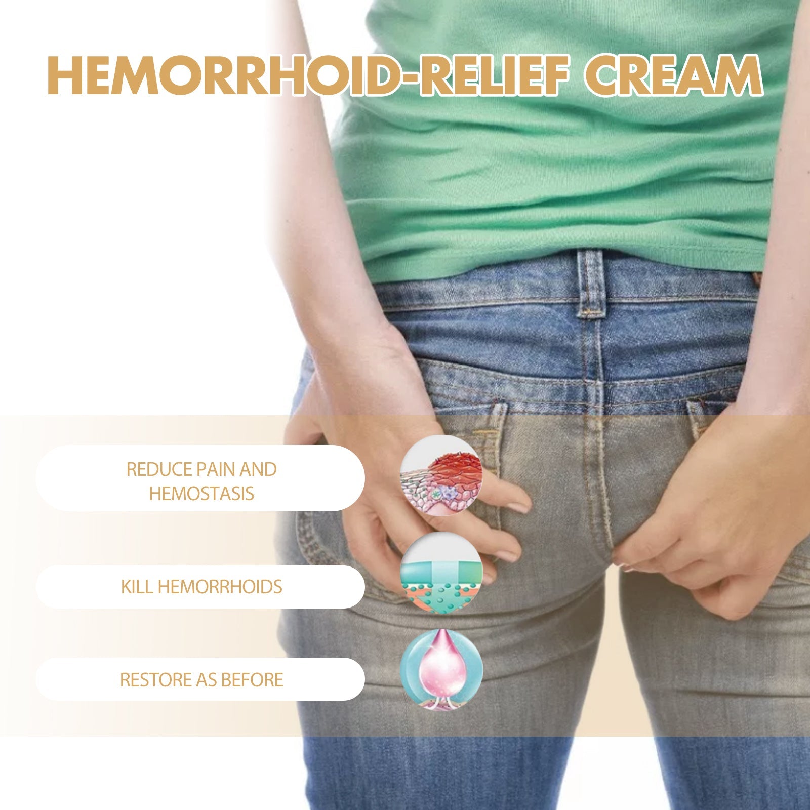 Hemorrhoid-Relef Cream, Relieve Itching Discomfort Repair Internal And External Mixed Nevus Anus Soothes Meat Ball Swelling - Korvel