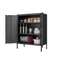 Elegant Black Kitchen Buffet Server Table with Doors