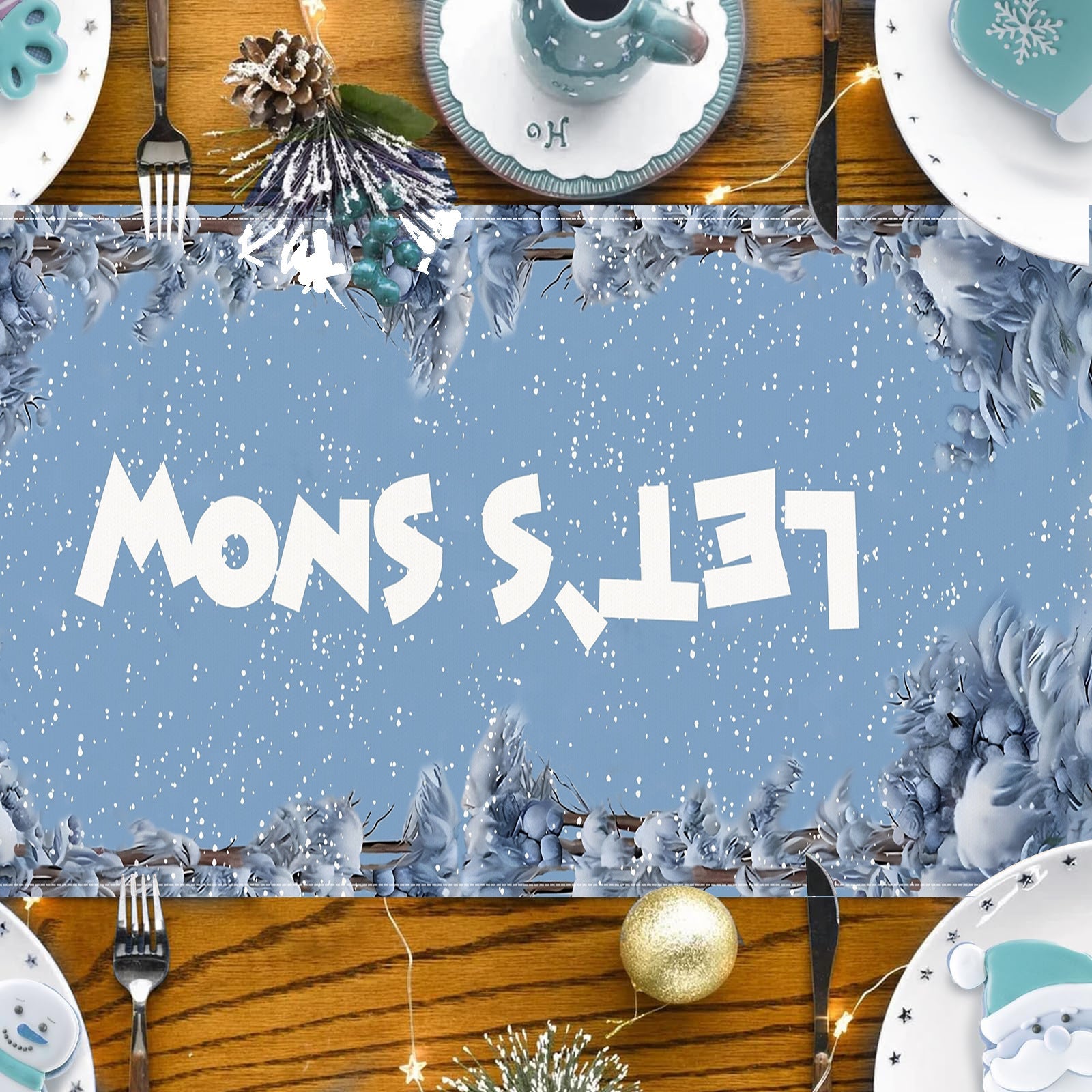 Christmas Snowman Table Flag Festival Restaurant Tablecloth Mat Tablecloth Home Kitchen Table Decoration Tea Flag - Korvel