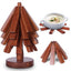 Tree-Shaped Wooden Trivet Set with Stand - 4 Pieces