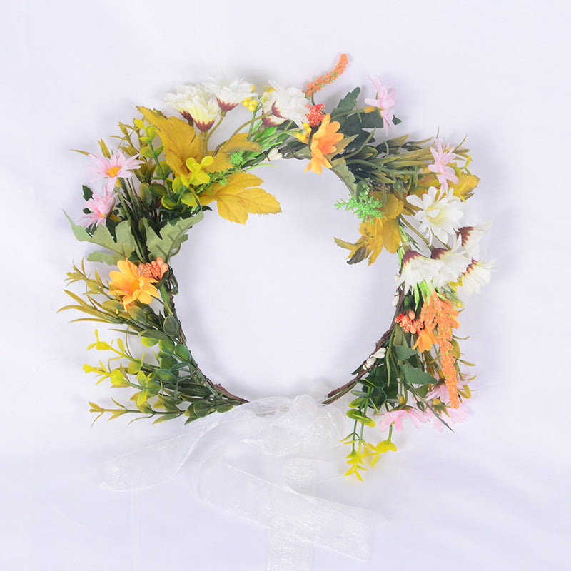 Flower garland scenic spot birthday wedding best friend bridesmaid headband small chrysanthemum flower wreath headwear - Korvel
