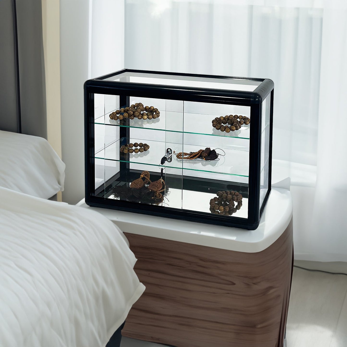 Tempered Glass Countertop Display Cabinet with Lock
