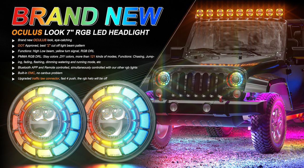 SPDZ1 Oculus 7” RGB LED Headlights & Fog Light Kit