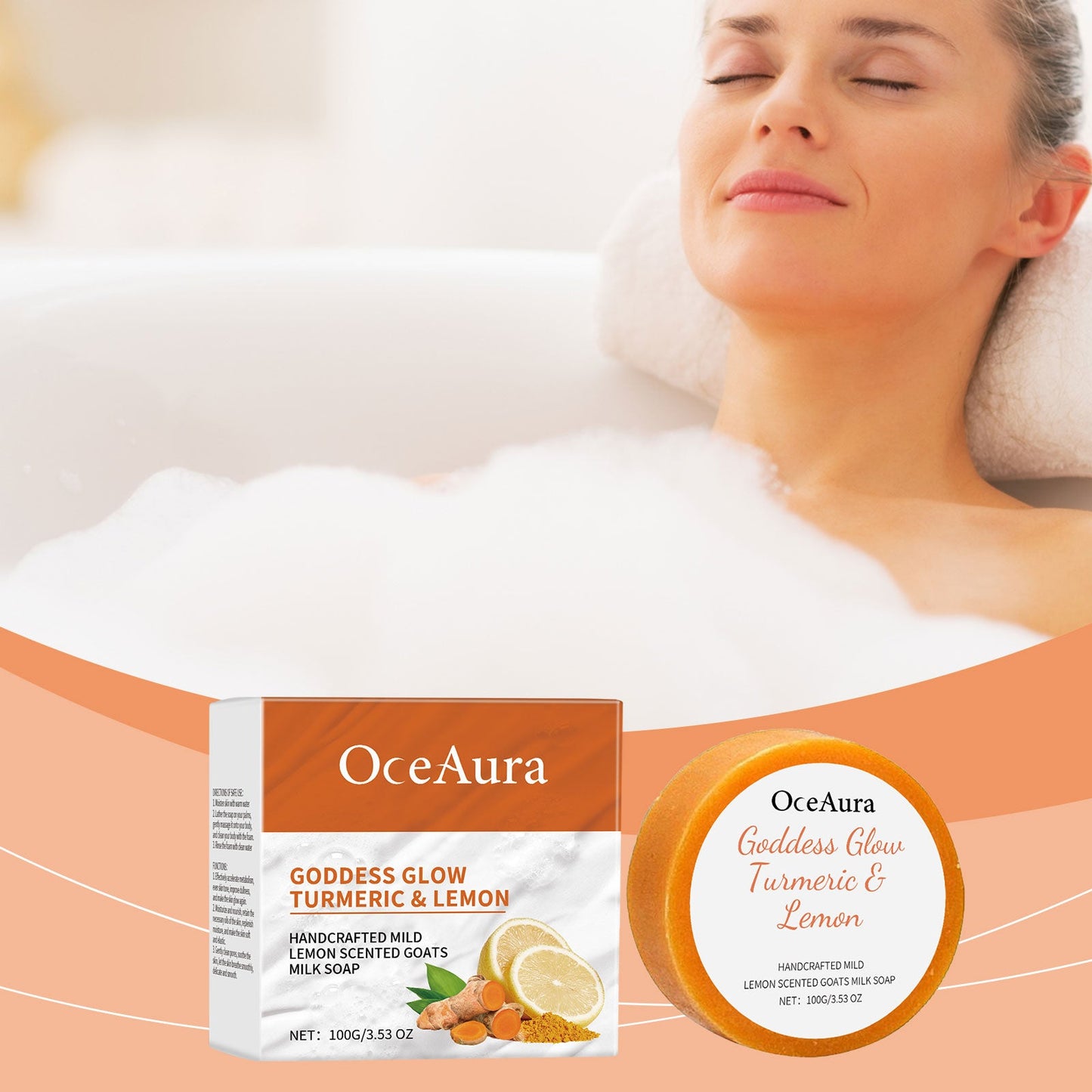 Savon Bar au Curcuma et Citron pour un Nettoyage Doux et une Hydratation