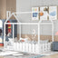 Cama de Madera en Forma de Casa para Niños de Tamaño Individual - Blanca