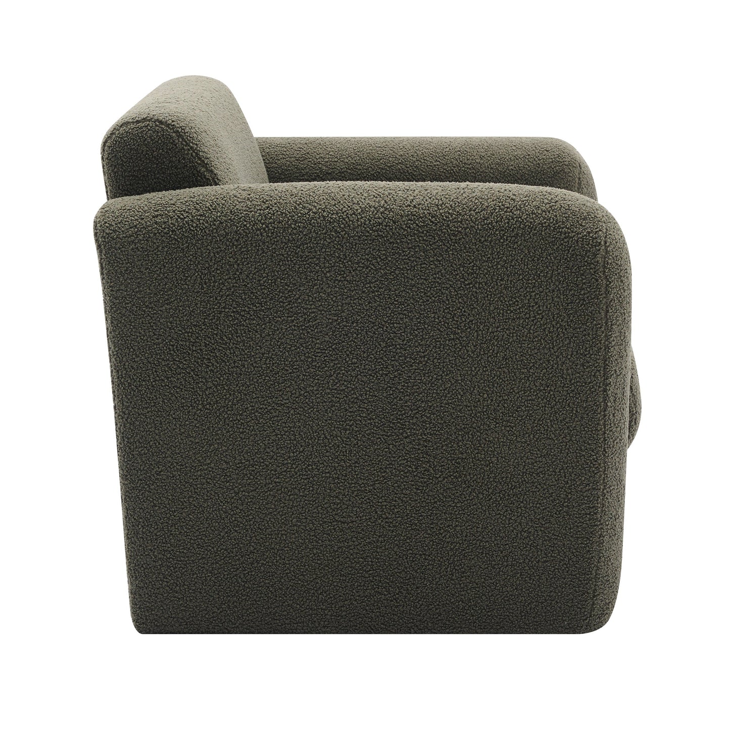 Modern style chair with sheepskin Sherpa fabric soft cushion, comfortable armchair, soft with backrest and pillow, seaweed green - Korvel