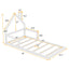 Cama de Madera de Tamaño Twin con Cabecera en Forma de Casa - Blanca