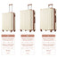 Hardshell Luggage Sets 3 Pcs Spinner Suitcase with TSA Lock Lightweight 20''24''28'' Brown white + ABS - Korvel