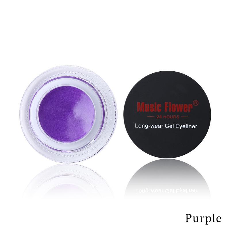 Music Flower Brand Black Waterproof Eyeliner Gel Makeup Cosmetic Gel Eye Liner With Brush 24 Hours Long-lasting - Korvel