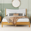 Queen Size Rubber Wooden , Solid Wooden Bed with Teddy Velvet Cushion Upholstered Headboard, Enhanced by Support Feet - Korvel