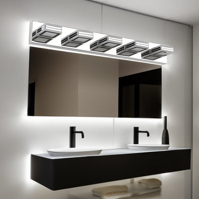 LED Modern Chrome Makeup Light with 5 Acrylic Fixtures