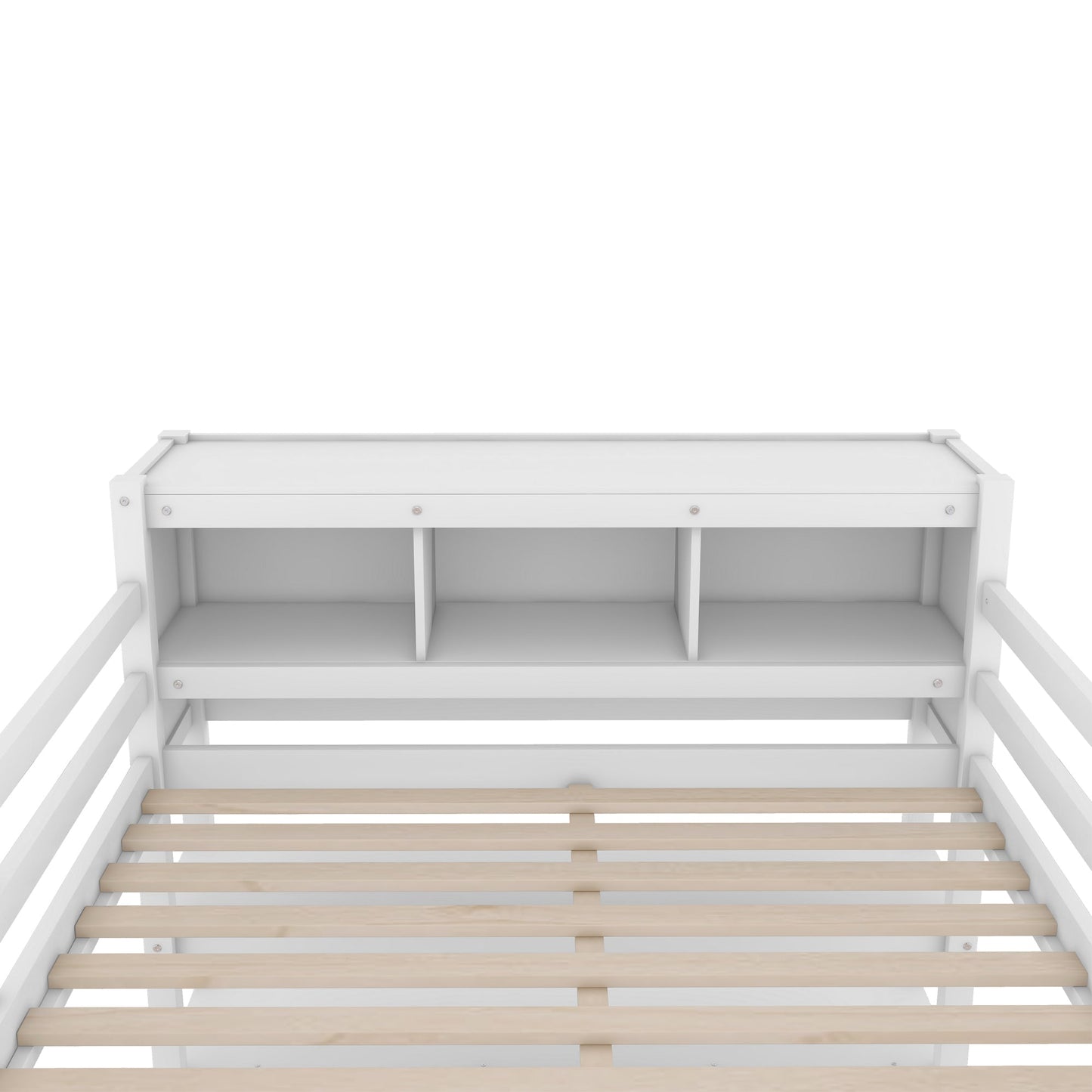 Wood Loft Bed with Cabinet and Bookshelf, Full Size Loft with Wardrobe and Desk for Kids,White - Korvel