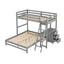 Twin over Full Bunk Bed with Built-in Desk and Three Drawers Grey - Korvel
