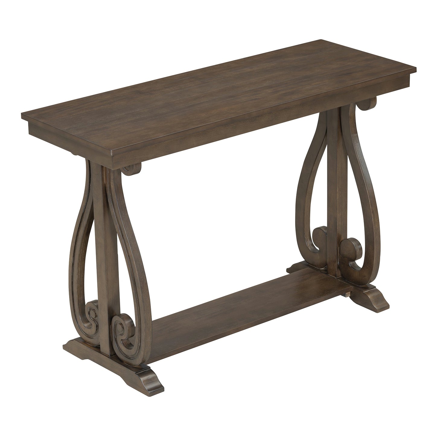 48-Inch Rustic Vintage Console Table --- Farmhouse Style Entryway Table with Open Shelf and Sturdy Construction (Walnut) - Korvel