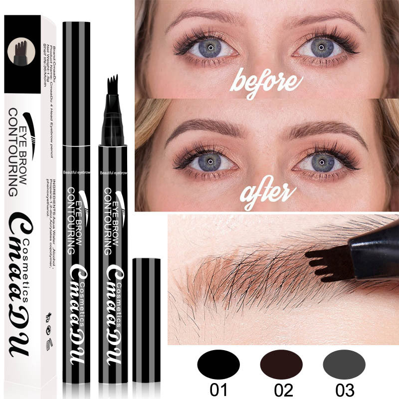 CmaaDu 4 head eyebrow pencil four point eyebrow pencil easy to dry - Korvel