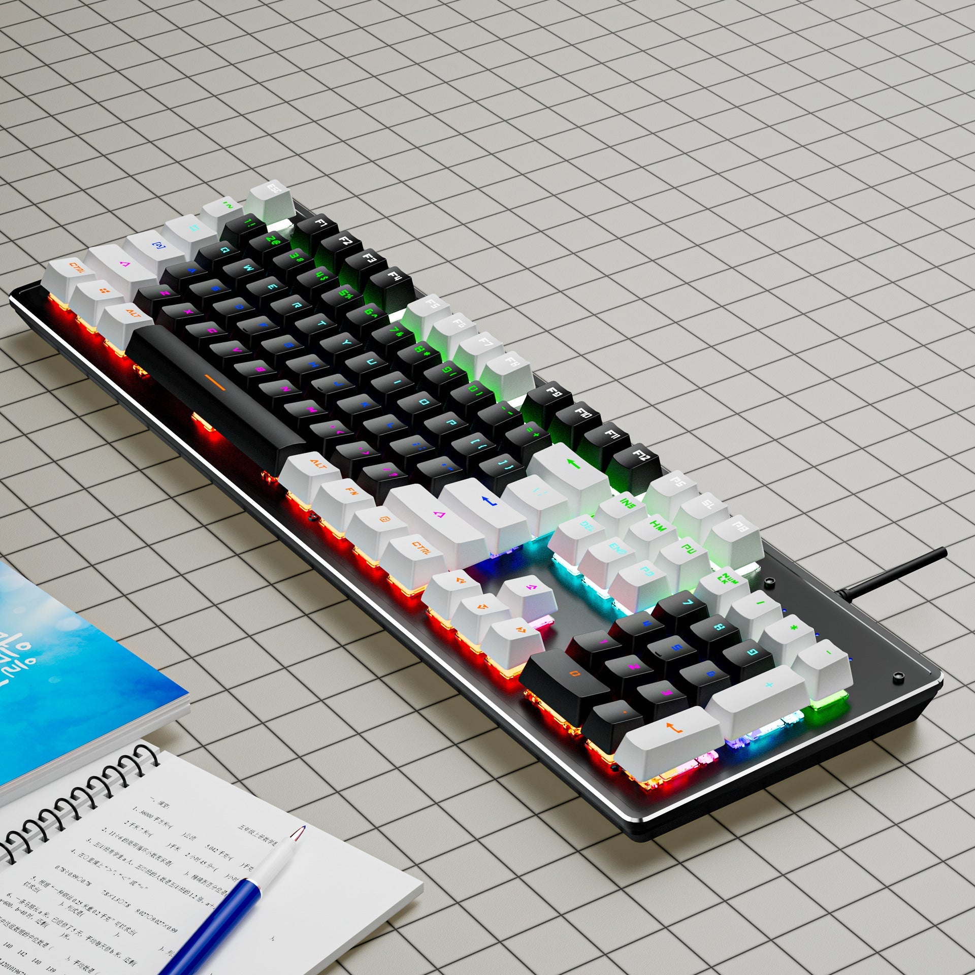K880 wired mechanical keyboard customized hot swappable office computer 104 key e-sports game - Korvel