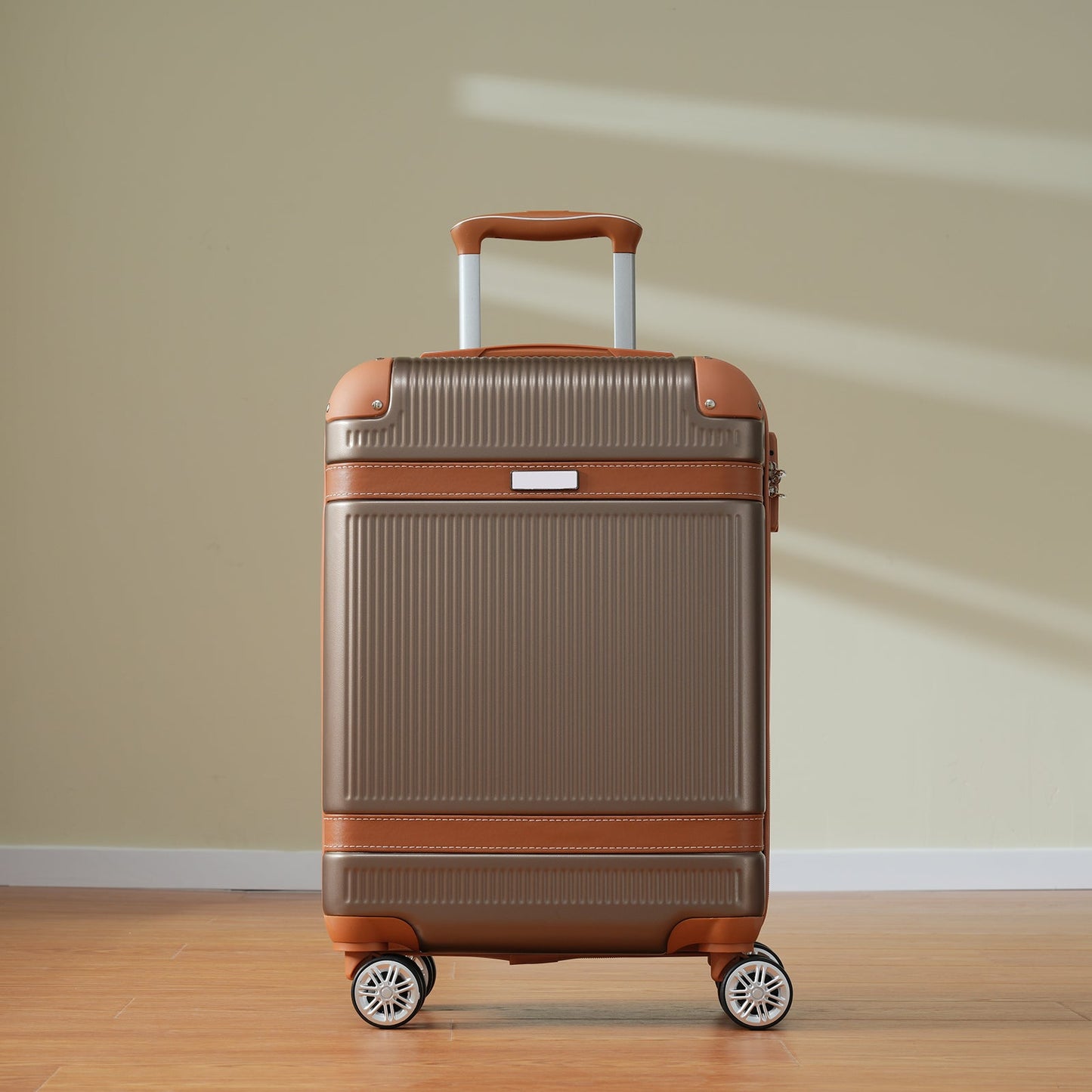 Hardshell Luggage Sets 3 Piece Carry-on Suitcase Double Spinner Wheels with TSA Lock for Men Women, Coppery (20in) - Korvel