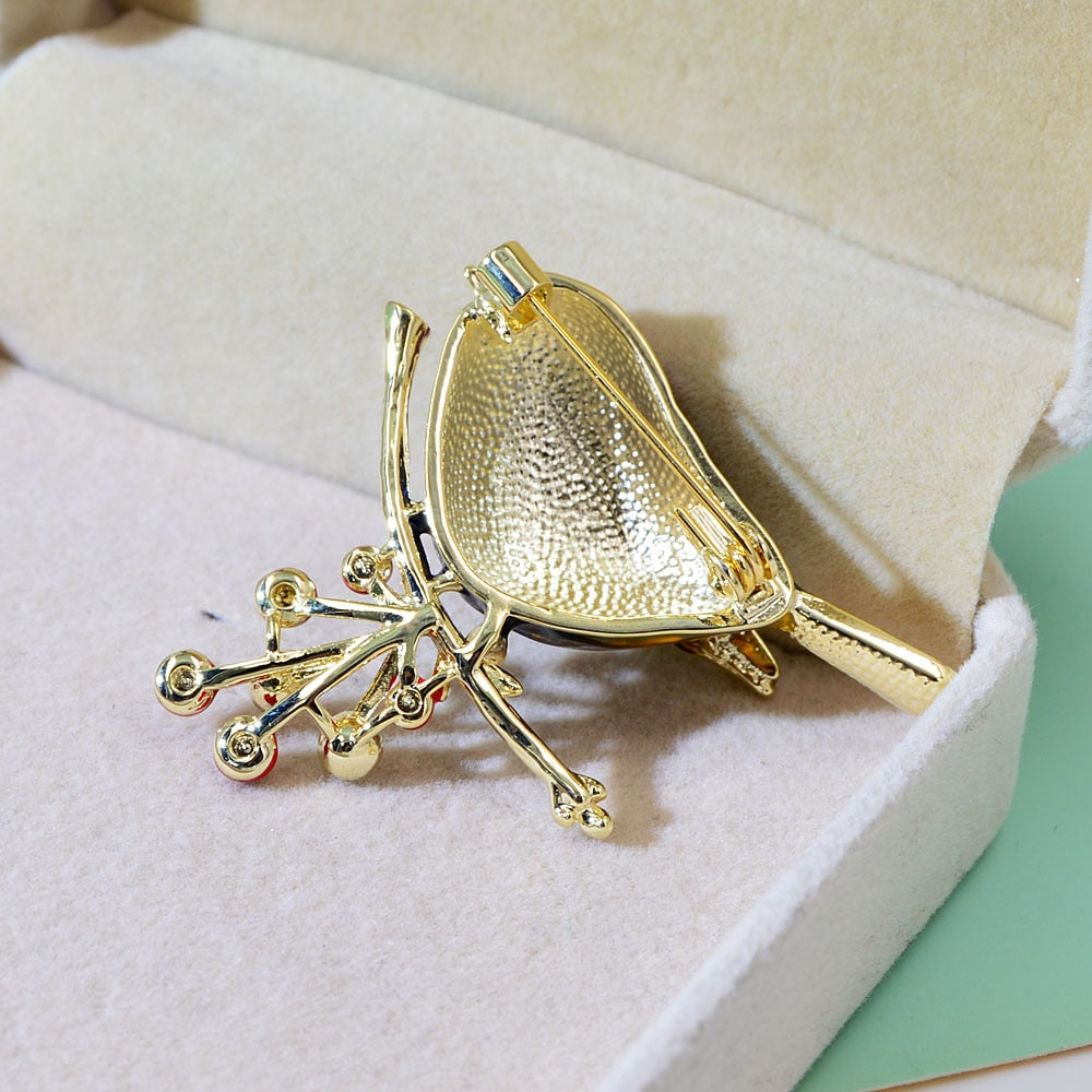 CINDY XIANG Cute Vivid Bird Brooches For Women Winter Animal Design Pin Branch Accessories 3 Colors Available High Quality - Korvel