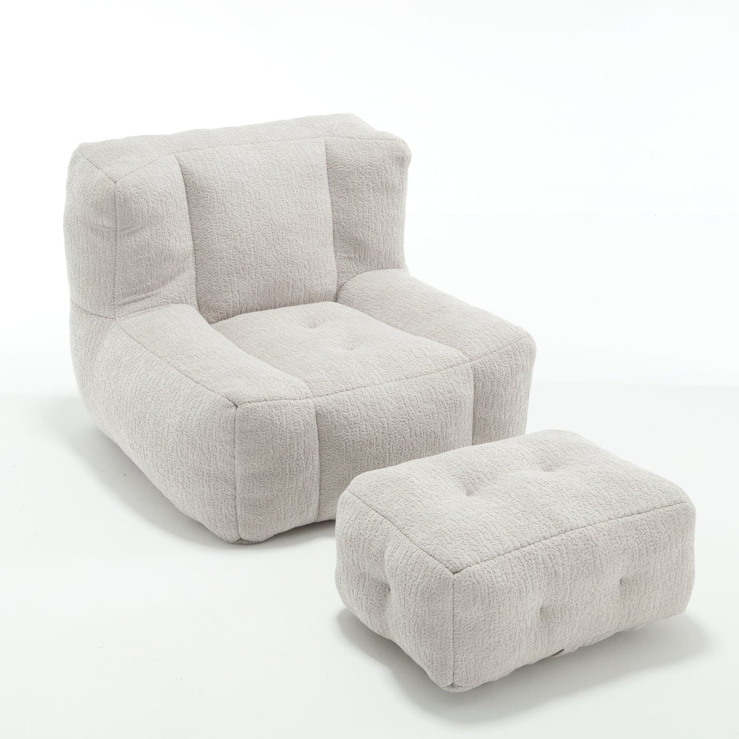 Sillón Puff Esponjoso con Espuma Viscoelástica y Otomana