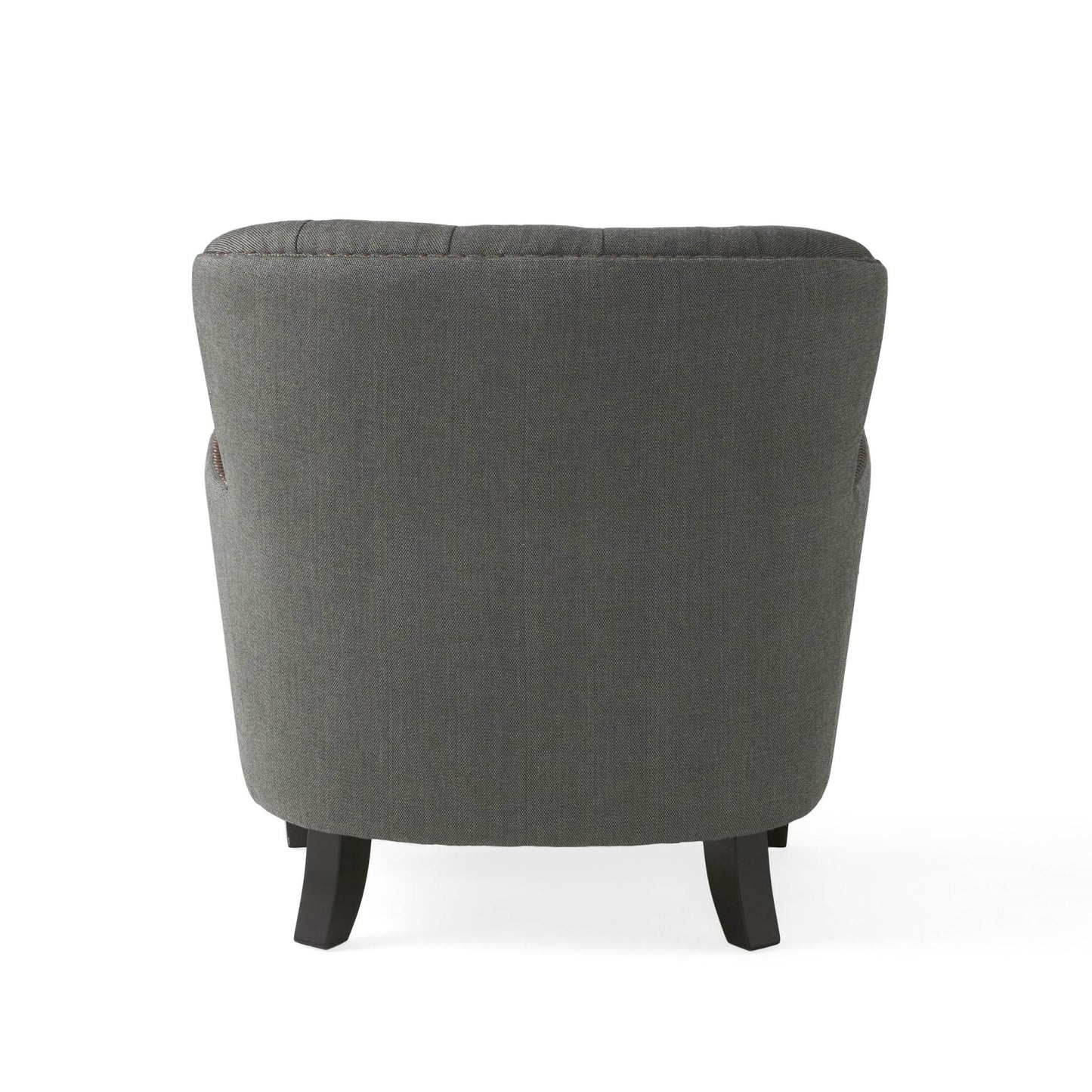 Modern grey fabric club chair and Ottoman set, stylish cushioned armchair, paired with Ottoman style - Korvel