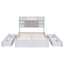 Multi-functional Full Size Bed Frame with 4 Under-bed Portable Storage Drawers and Multi-tier Bedside Storage Shelves White - Korvel