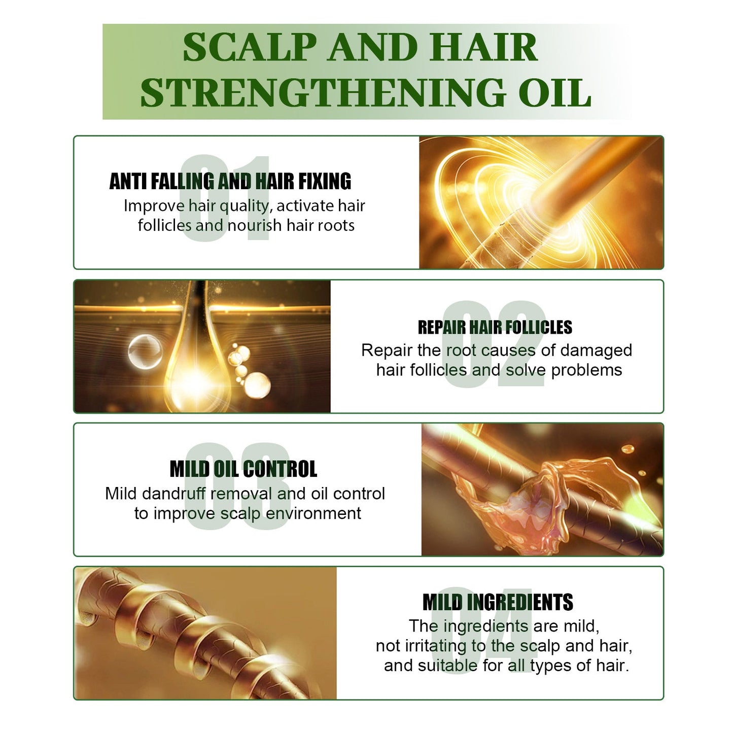 Scalp & Hair Strengthening Oil, Hair Thick Hair Solid Hair Soft Hair Dry Damaged Care - Korvel