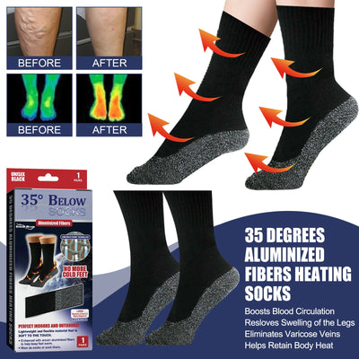 35 Degrees Aluminized Fibers Heating Socks, Relieve Vein Spontaneous Heat Constant Temperature Comfortable Warm Foot Cold Protection Socks - Korvel