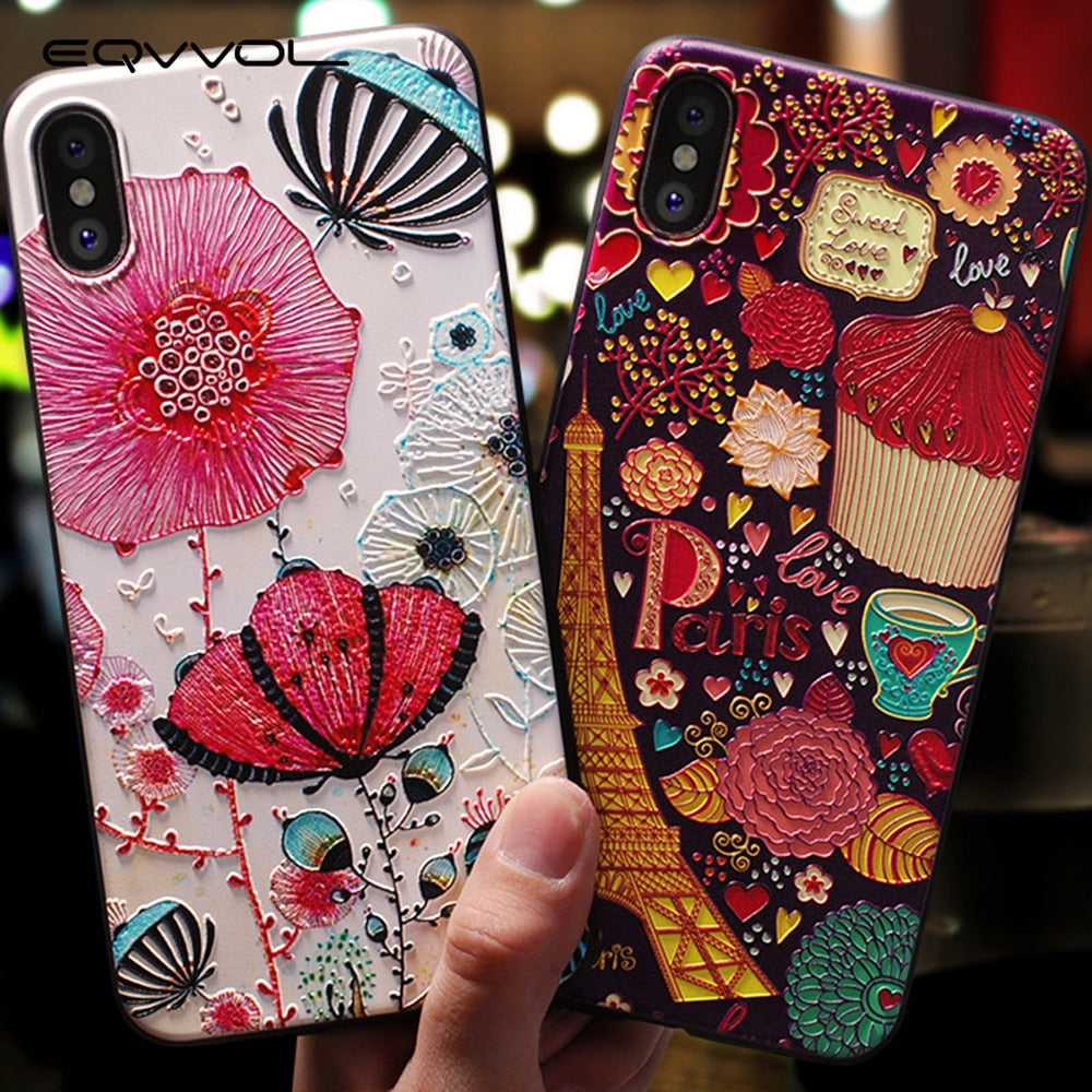 Eqvvol Cute 3D Cartoon Patterned Phone Case for iPhone
