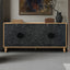 Black Carved Symmetrical Design Door And Wood Coloured Frame For TV Stand Table,Living Room ,Entryway - Korvel
