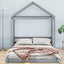 Wood Full Size House Bed with Guardrail, Grey - Korvel